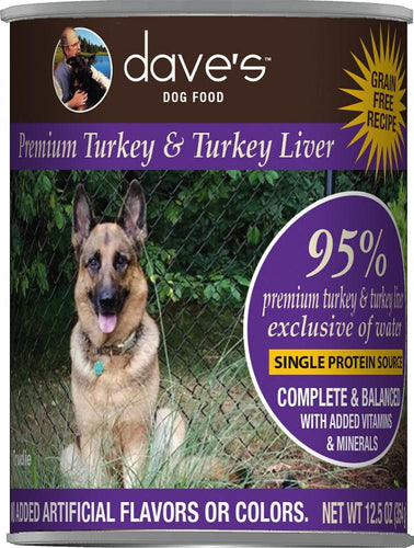 Dave's Premium Turkey & Turkey Liver 95% Meat Canned Dog Food