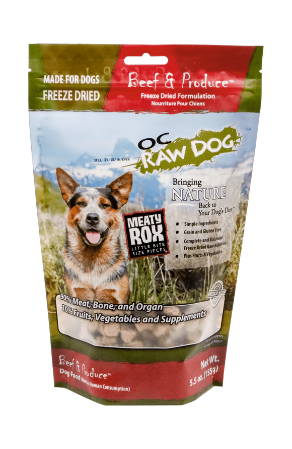 OC Raw Dog Freeze-Fried Beef & Produce Meaty Rox (5.5 Oz Meaty Rox)