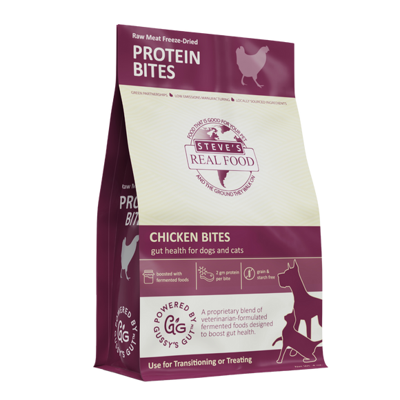 Steve's  Chicken Protein Bites – Freeze-Dried Gut Health Treats for Dogs and Cats (4 oz)