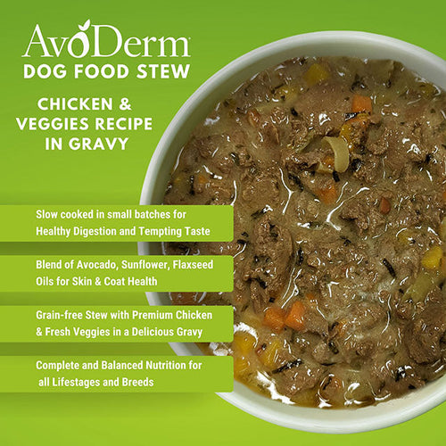 AvoDerm® Dog Food Stew Chicken & Veggies Recipe In Gravy