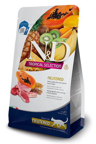Farmina N&D Tropical Selection Neutered Lamb, Spelt, Oats and Tropical Fruits Cat Food