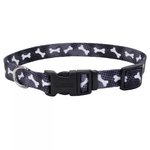 Coastal Pet Products Styles Adjustable Dog Collar (Large 1 X 18-26 Black Bones)